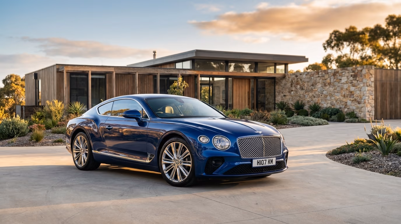 Bentley Continental GT outside a modern home