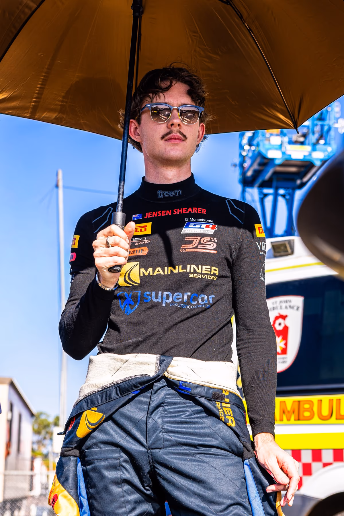 Jensen Shearer on the grid in his race suit